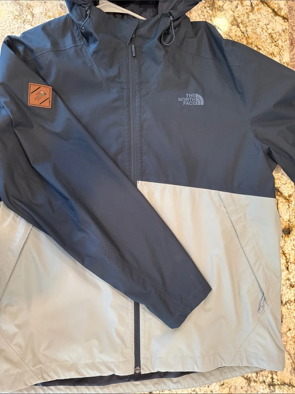 The North Face Men’s Two-Tone Hooded Raincoat - Navy & Light Gray